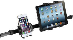 E-Zone Autós Tablet+Mobiltartó, két ülés közé, fejtámlára rögzíthető, 50-70cm állítható hossz, fekete