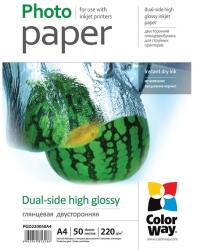 ColorWay Fotópapír, kétoldalas magasfényű (dual-side high glossy), 220 g/m2, A4, 50 lap (PGD220050A4) - oneclick