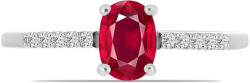  Ezüst Gyűrű Madagaszkári Rubinnal és Fehér Topázzal, Y61083/57