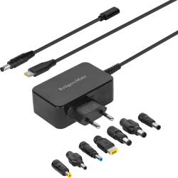 Krüger&Matz 65W univerzális tápegység Power Delivery funkcióval 7 cserélhető csatlakozó (KM1450-65)