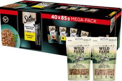 Sheba SHEBA Selection Select Select Slices Baromfi ízű tasakok 40x85g + WILD FARM 2x50g macska jutalomfalat
