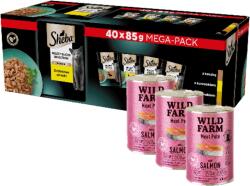 Sheba SHEBA Selection Select Slices Poultry Flavour Sachs 40x85g + WILD FARM Pate with Salmon 3x400g - gluténmentes macskatápok