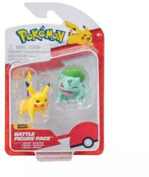 Jazwares Pokémon: Set de 2 figurine - Bulbasaur, Pikachu (PKW3587) Figurina