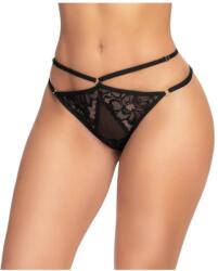 Mapalé - mintás, pántos, nyitott bugyi (fekete) - vagyaim