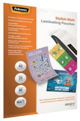 Fellowes Meleglamináló fólia, 80 mikron, A3, matt, 25 db, FELLOWES, "Admire Stylish (IFW56022) - jatekotthon