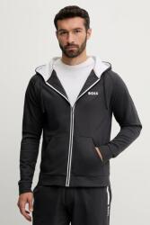 HUGO BOSS pamut pulóver otthoni viseletre szürke, nyomott mintás, kapucnis, 50545573 - szürke XL