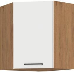 TEMPO KONDELA Cabinet superior de colţ, alb extra lucios HG/stejar Lancelot, VEGA 58x58 GN-72 1F