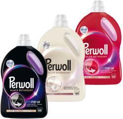 Perwoll Pachet promo 3 x Perwoll Detergent lichid, 3L, 60 spalari, Renew Black Light Color