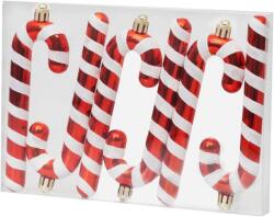 MagicHome Dísz MagicHome karácsonyi, Karácsonyi nyalóka, fehér-piros, 12, 5 cm, csomag 6 db