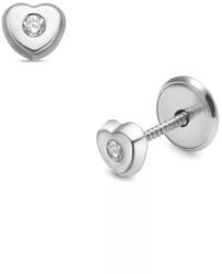 Lisa-gyerek ékszerek Lisa fehérarany szív gyerek fülbevaló cirkónia kővel (JTAG-0699)