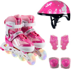 Action Pinky roller szett sisakkal és hátizsákvédővel, 35-38 35 rózsaszín