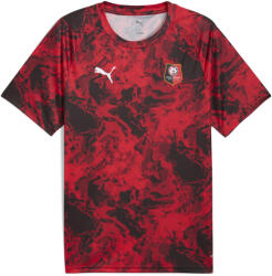 PUMA Férfi Futball Rövid Ujjú Póló, Slim Fazon Stade Rennais Fc, Piros PUMA fekete|vörös