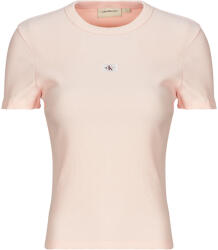 Calvin Klein Jeans Tricouri mânecă scurtă Femei WOVEN LABEL RIB FITTED TEE Calvin Klein Jeans roz EU XS
