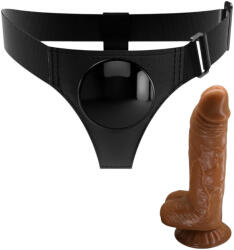 Pretty Love Harness - univerzális alsó dildóval - 17 cm (fekete) (NK6959532334197)