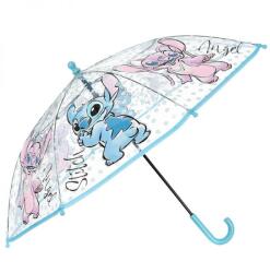 Disney Stitch és Angel átlátszó esernyő - 72 cm - világoskék (JVL-SNXHY40118-63248)