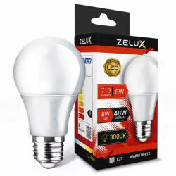 ZELUX Led Globe A60 8W E27 3000K Gömb Izzó