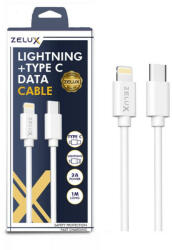Zelux töltő és adatkábel 100cm typec to lighting fehér