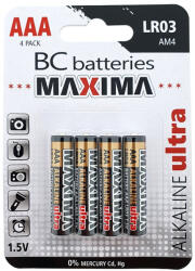 BC Batteries Maxima mikro ultra Tartós Alkáli Elem AAA (LR6) B4