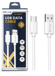 Zelux gyorstöltő és adatkábel 200cm typeC fehér