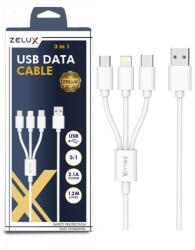 Zelux töltő és adatkábel 120cm 3in1