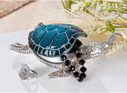  Josie teknős szobor és ékszer tároló ezüst és kék színekben 16cm
