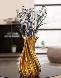  Arany spirál - modern 3D nyomtatott kerámia váza elegáns csavart mintával „Fold 24, 5 cm