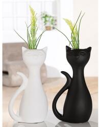  Matt fekete vagy fehér színű cica formájú vízálló kerámia váza 28cm
