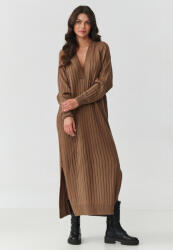 Makadamia Hosszú V-nyakú pulóverruha | cappuccino