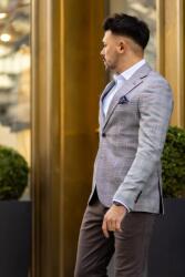 Elite Fashion Eszterházy kockás slim fit sportzakó - 56 ( xl )