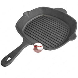 Kályhaház Magyar Öntöttvas Csőrös Szögletes Serpenyő, nyéllel, első fogantyúval