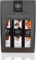 1883 Maison Routin 1883 Díszdobozos Kávés szett 3X0, 25l (Amaretto szirup, Sóskaramell szirup, Tiramisu szirup)