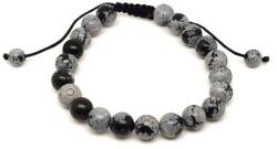 R. M. ékszer Hópehely obszidián csúszócsomós golyó karkötő 8-9 mm (060241)