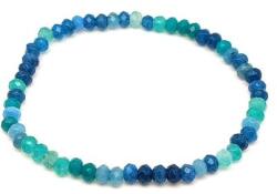 R. M. ékszer Achát fazettált színezett zöld-kék korong karkötő 4×3 mm (060252)