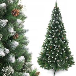 Hessa Brad Artificial de Craciun Imperial Verde/Alb cu Conuri Naturale si Cristale de Zapada pe Varfuri 220cm (RO-SR-220)