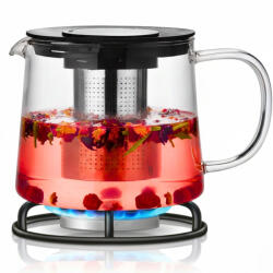 köken Ceainic sticlă cu infuzor inox Koken, 1500 ml, rezistent la temperaturi, pentru plită și cuptor microunde, compatibil mașina de spălat vase, transparent