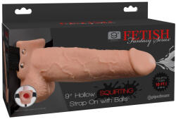 Pipedream 9" Squirting Hollow Strap-on Light/Black