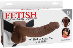 Pipedream 9" Hollow Strap-On with Balls Brown/Black