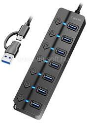 LogiLink USB 3.2 Gen1 hub, 7 port, be-/kikapcsoló (fekete) (LOGILINK_UA0420) (LOGILINK_UA0420)
