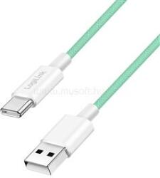 LogiLink USB 2.0 Type-C kábel, C/M - A/M, 480 Mbps, 60W, nejlon, zöld, 0, 5 m (LOGILINK_CU0326) (LOGILINK_CU0326)