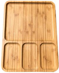 Pufo bambusz tálaló tányér 4 rekesszel, 28 x 24 cm, barna (Pufo3970)