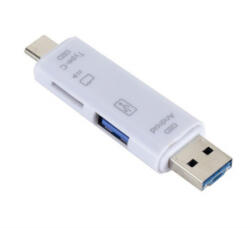Gigapack Adapter 5in1 (USB/microUSB/Type-C, OTG, microSD / pendrive olvasó) FEHÉR