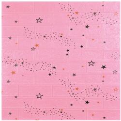 SDEPOT 30 db SDEPOT® tapéta csempe készlet, 3 mm vastag, mérete 70x77 cm, téglautánzat, minta csillagokkal, rózsaszín (SET30_TAPET_54_ROZ)