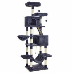 Feandrea Luxus Macskafa 206 cm Füstszürke Plüss Többszintes Kaparófa