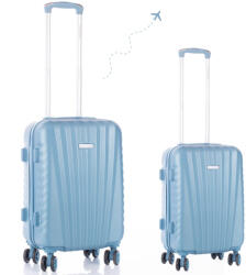 Leonardo Da Vinci Kabinbőrönd Szett Számzárral, Teleszkópos Karral, Kivehető Kerekekkel - XS és S méret - Világoskék