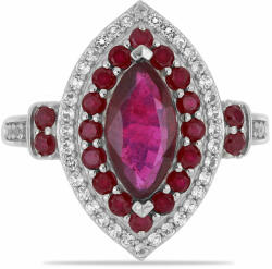  Ezüst Gyűrű Madagaszkári Rubinnal és Fehér Topázzal, Y53224/57
