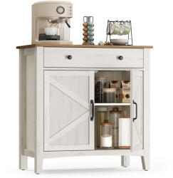 VASAGLE Farmhouse Tárolószekrény Fiókos Rusztikus Fehér-Mézbarna (BBK341W01)