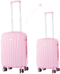 Leonardo Da Vinci Kabinbőrönd Szett Számzárral, Teleszkópos Karral, Kivehető Kerekekkel - XS és S méret - Rózsaszín