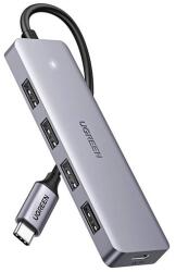 UGREEN Type-C Hub 5 in 1 (Elosztó, 4 USB + Type-C Aljzat, 16 cm) Szürke