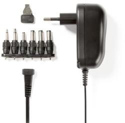 Nedis ACPA001 univerzális hálózati adapter, állítható 3V-12V DC 1A, 1, 8m, 6 cserélhető adapter fej, 12W, fekete (ACPA001) - oneclick
