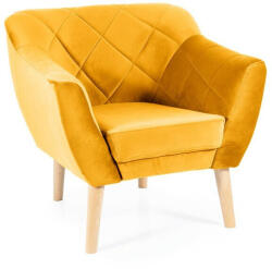 SIGNAL MEBLE Karo Velvet Bükk Fotel Mustársárga Bársony Kárpitozással (KARO1V68BU)